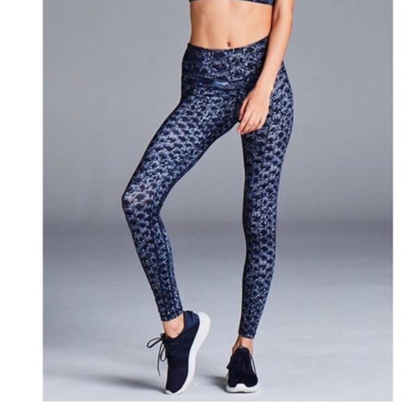 Varley blue snake scale print leggings - Picture 1 of 7